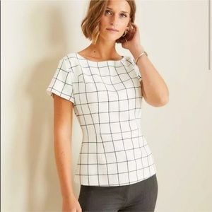 Ann Taylor Plaid Peplum Top